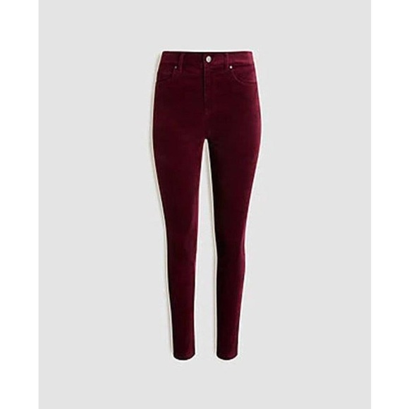 Mauve Garnet Velvet Skinny High Rise Jean Pant - Picture 2 of 10